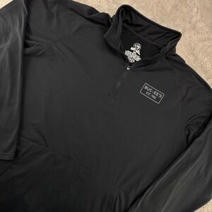 Buc-ees Quarter Zip Pullover Men 2XL Black Excellent Performance Kangaroo Pocket